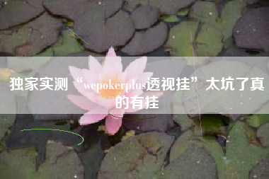 独家实测“wepokerplus透视挂”太坑了真的有挂