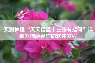 实测教程“天天福建十三张有挂吗”详细外挂透视辅助软件教程