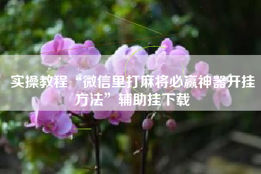 实操教程“微信里打麻将必赢神器开挂方法”辅助挂下载