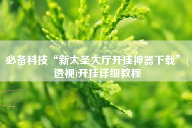 必备科技“新大圣大厅开挂神器下载”(透视)开挂详细教程