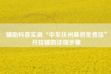 辅助科普实测“中至抚州麻将免费挂”开挂辅助详细步骤