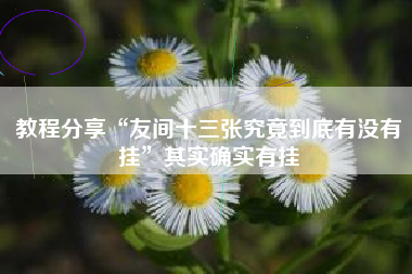 教程分享“友间十三张究竟到底有没有挂	”其实确实有挂