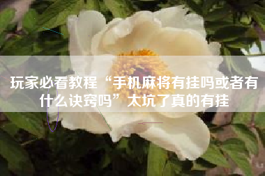 玩家必看教程“手机麻将有挂吗或者有什么诀窍吗”太坑了真的有挂