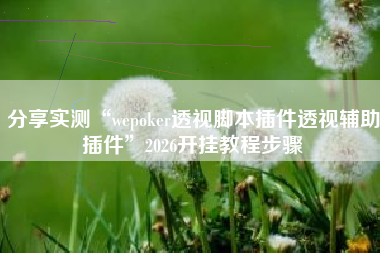 分享实测“wepoker透视脚本插件透视辅助插件	”2026开挂教程步骤