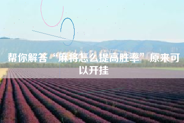 帮你解答“麻将怎么提高胜率”原来可以开挂