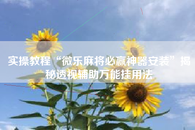 实操教程“微乐麻将必赢神器安装	”揭秘透视辅助万能挂用法
