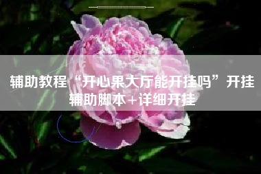 辅助教程“开心果大厅能开挂吗”开挂辅助脚本+详细开挂