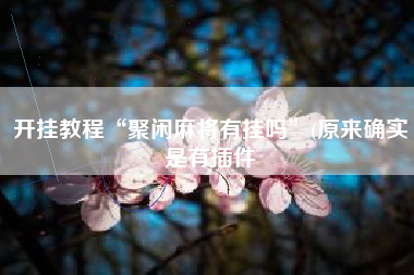 开挂教程“聚闲麻将有挂吗”(原来确实是有插件