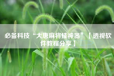 必备科技“大唐麻将挂神器	”【透视软件教程分享】