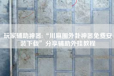 玩家辅助神器:“川麻圈外卦神器免费安装下载	”分享辅助外挂教程