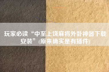 玩家必读“中至上饶麻将外卦神器下载安装”(原来确实是有插件)