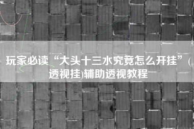 玩家必读“大头十三水究竟怎么开挂	”(透视挂)辅助透视教程