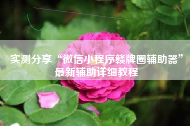实测分享“微信小程序赣牌圈辅助器”最新辅助详细教程