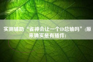 实测辅助“雀神会让一个ID总输吗	”(原来确实是有插件)