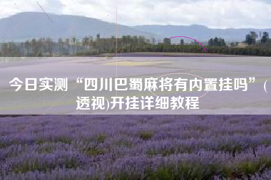 今日实测“四川巴蜀麻将有内置挂吗	”(透视)开挂详细教程