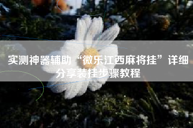 实测神器辅助“微乐江西麻将挂	”详细分享装挂步骤教程