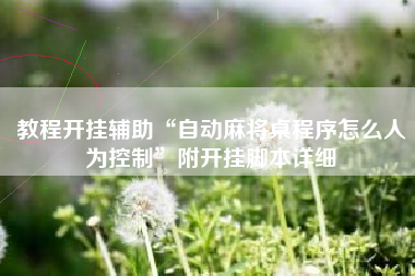 教程开挂辅助“自动麻将桌程序怎么人为控制”附开挂脚本详细