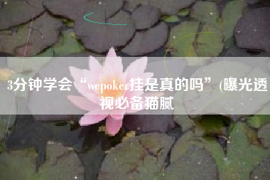 3分钟学会“wepoker挂是真的吗”(曝光透视必备猫腻