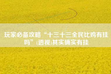 玩家必备攻略“十三十三全民比鸡有挂吗”(透视)其实确实有挂