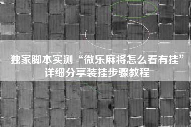 独家脚本实测“微乐麻将怎么看有挂	”详细分享装挂步骤教程
