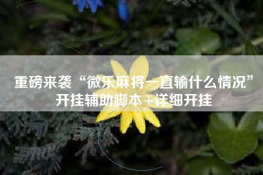 重磅来袭“微乐麻将一直输什么情况”开挂辅助脚本+详细开挂