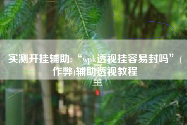 实测开挂辅助:“wpk透视挂容易封吗”(作弊)辅助透视教程