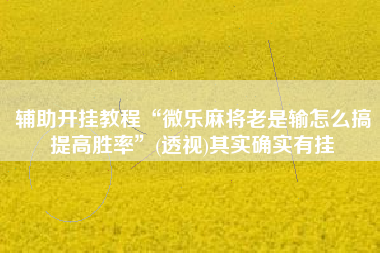 辅助开挂教程“微乐麻将老是输怎么搞提高胜率	”(透视)其实确实有挂