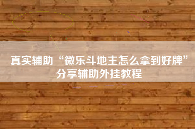 真实辅助“微乐斗地主怎么拿到好牌”分享辅助外挂教程