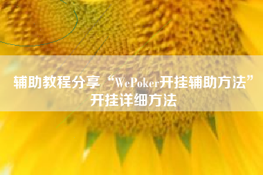 辅助教程分享“WePoker开挂辅助方法”开挂详细方法