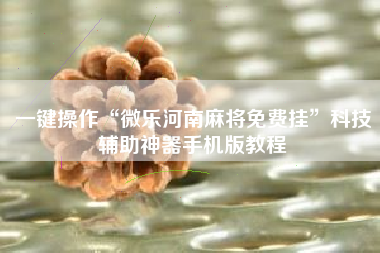 一键操作“微乐河南麻将免费挂”科技辅助神器手机版教程