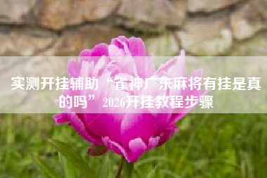 实测开挂辅助“雀神广东麻将有挂是真的吗	”2026开挂教程步骤