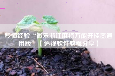 秒懂经验“微乐浙江麻将万能开挂器通用版	”【透视软件教程分享】