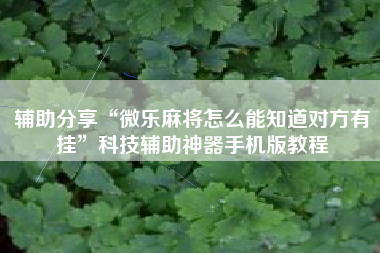 辅助分享“微乐麻将怎么能知道对方有挂	”科技辅助神器手机版教程