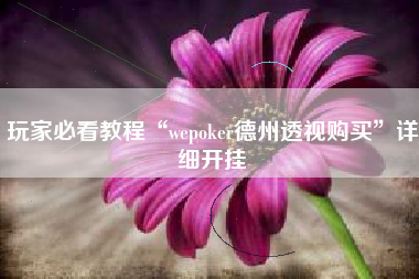 玩家必看教程“wepoker德州透视购买	”详细开挂