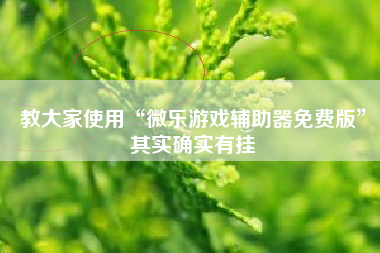 教大家使用“微乐游戏辅助器免费版”其实确实有挂