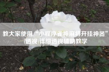 教大家使用“小程序雀神麻将开挂神器”(透视)详细透视辅助教学