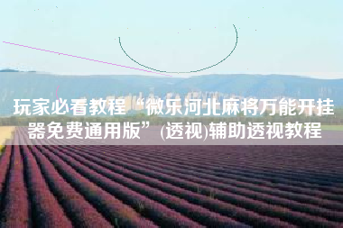 玩家必看教程“微乐河北麻将万能开挂器免费通用版”(透视)辅助透视教程