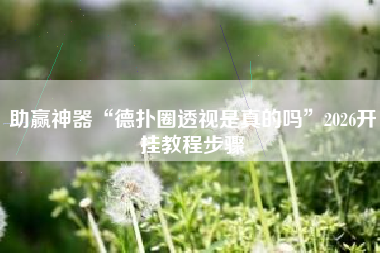 助赢神器“德扑圈透视是真的吗”2026开挂教程步骤