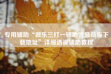 专用辅助“微乐三打一辅助器最新版下载地址”详细透视辅助教程