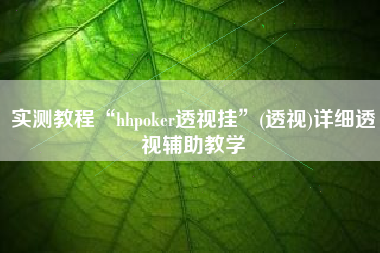 实测教程“hhpoker透视挂	”(透视)详细透视辅助教学
