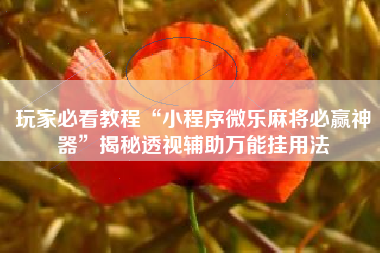 玩家必看教程“小程序微乐麻将必赢神器”揭秘透视辅助万能挂用法