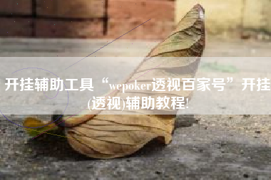 开挂辅助工具“wepoker透视百家号	”开挂(透视)辅助教程!