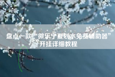 盘点一款“微乐宁夏划水免费辅助器”开挂详细教程