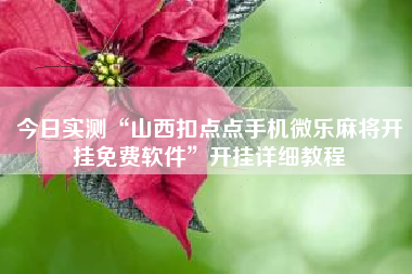 今日实测“山西扣点点手机微乐麻将开挂免费软件”开挂详细教程