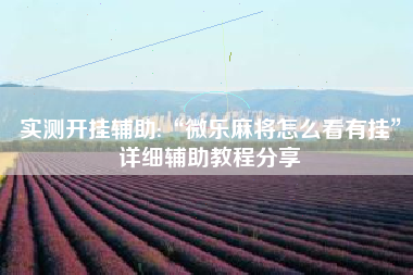 实测开挂辅助:“微乐麻将怎么看有挂	”详细辅助教程分享