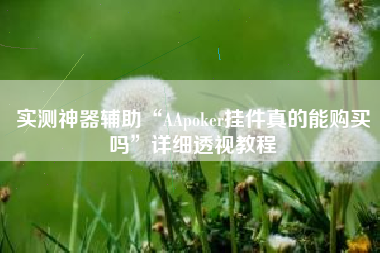 实测神器辅助“AApoker挂件真的能购买吗”详细透视教程