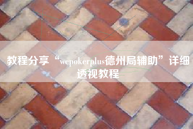 教程分享“wepokerplus德州局辅助”详细透视教程