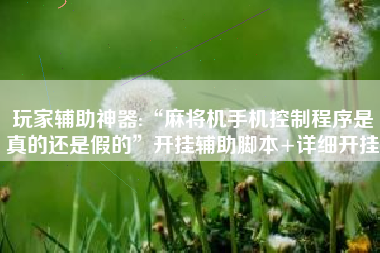 玩家辅助神器:“麻将机手机控制程序是真的还是假的	”开挂辅助脚本+详细开挂