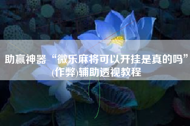 助赢神器“微乐麻将可以开挂是真的吗	”(作弊)辅助透视教程
