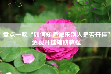 盘点一款“如何知道微乐别人是否开挂”透视开挂辅助教程